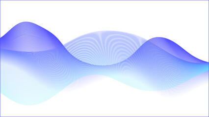 abstract design featuring smooth, undulating wave lines in a gentle gradient from light blue to deep blue, set against a crisp white background with a subtle dark border, evoking a sense of peaceful f