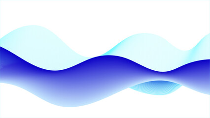 A minimalist abstract design featuring gentle, undulating wave lines in a soft gradient from light blue to deep blue, set against a clean white background, evoking a sense of calm and continuous flow.