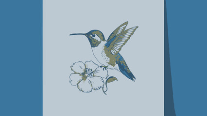 Illustration Of A Beautiful Hummingbird In Flight With Detailed Features