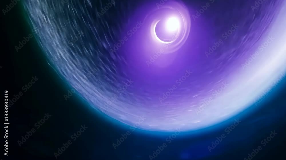 Poster a large, swirling mass of purple and blue light is visible in the sky. the light appears to be comin