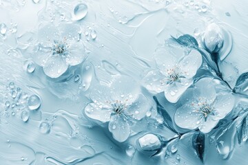 Soft spring rain on a school window with blooming flowers and droplets Generative AI