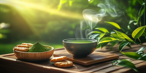 Warm Sunlight Over a Perfectly Brewed Cup of Tea