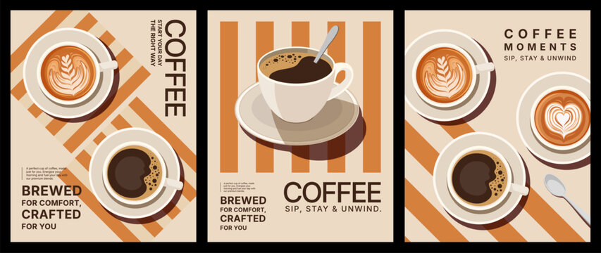 Vector illustration of Coffee Shop poster minimal and modern design, food and drink concept, menu template and mockup design, coffee cup of espresso