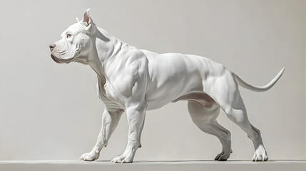 Fototapeta premium Dogo Argentino - A large, muscular dog with a white coat, on a white background