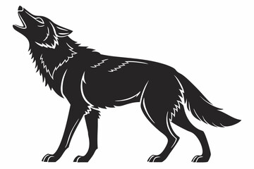 Wolf black icon on white background. Wolf silhouette
