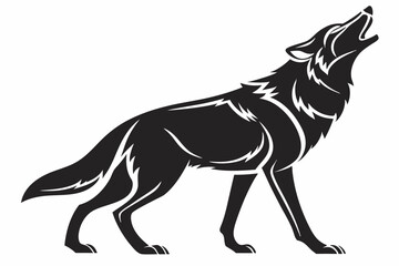 The wolf howling on the full moon at night. Vector illustration
