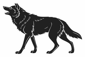 Wolf black icon on white background. Wolf silhouette
