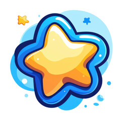 isolated transparent Background. vibrant star icon with glossy finish, surrounded by colorful bubbles