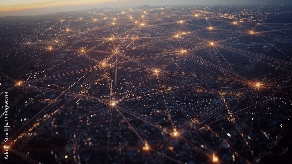 Poster cpu processing data on futuristic motherboard with glowing connections