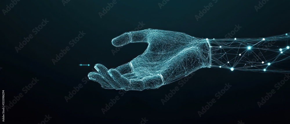 Aufkleber digital interaction virtual hand gesture futuristic environment 3d render technology concept