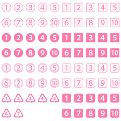 8種のピンクの数字1から10