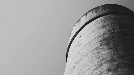 The architectural curves of a concrete structure against the skyline