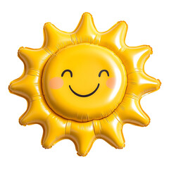 A Cheerful Yellow Inflatable Pool Float Shaped Like a Yellow Sun Balloon with a Smiley Face Isolated on Transparent Background