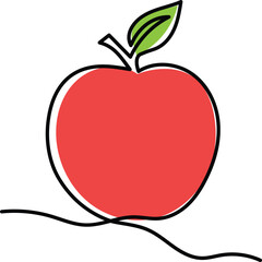 Apple continuous one line drawing. Editable stroke on a white isolated background. Fruit Vector illustration