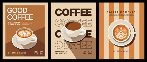 Vector illustration of Coffee Shop poster minimal and modern design, food and drink concept, menu template and mockup design, coffee cup of espresso