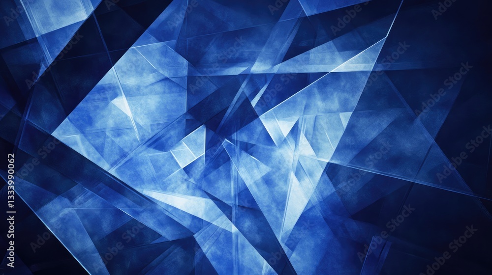 Poster abstract blue pattern with geometric shapes and light reflection in modern design
