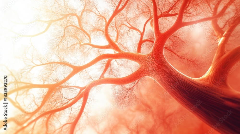 Poster abstract depiction of a surreal tree with intricate branches and ethereal light creating a dreamy at