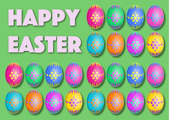 Happy Easter Illustration mit verschiedenen Ostereiern