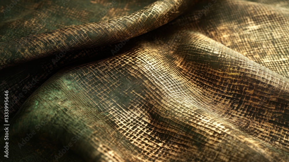 Poster textured fabric with beautiful golden hues and unique patterns