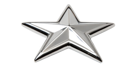Obraz premium Shiny Silver Chrome Star on White - Metallic Star, Elegant Decor, Stylish Ornament, Cut Out