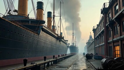 A Historic Harbor Scene Showcasing Majestic Ships Gracefully Docked