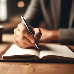 Writing notes in a cozy setting with a pen on a notepad .Generative AI