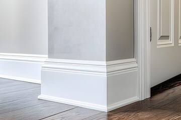 White Baseboard Corner Detail, Interior Trim