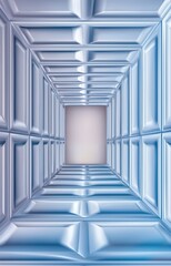 Obraz premium A striking blue geometric pattern featuring squares at different depths creating a sense of 3D space 