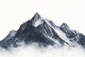 Obraz premium Majestic snow-capped mountain peak rises above misty clouds, creating a serene landscape view