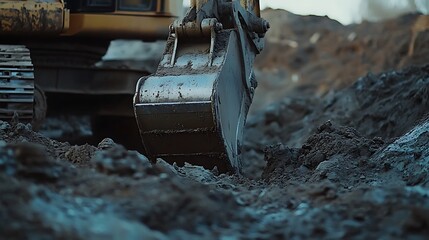 Massive excavator lifting earth loads pictures