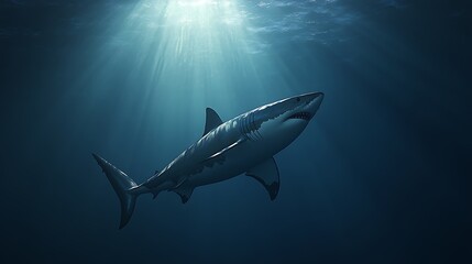 Fototapeta premium Massive shark moving silent waters wallpapers