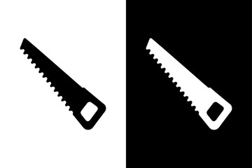 Minimalist Hand Saw Icon High-Quality Black & White Silhouette.