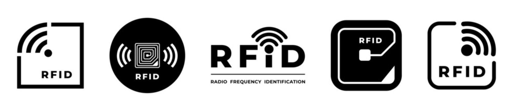 RFID Icon Set for Identification and Technology Vector Icons