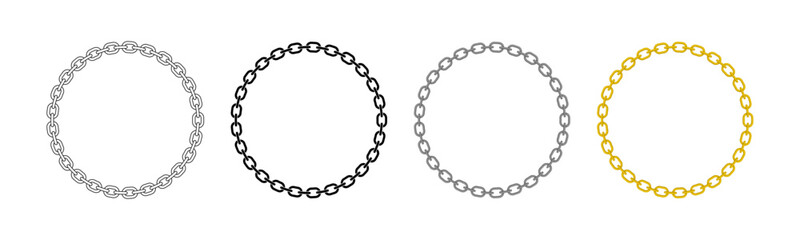 Circular Chain Frames in Various Styles Vector Set
