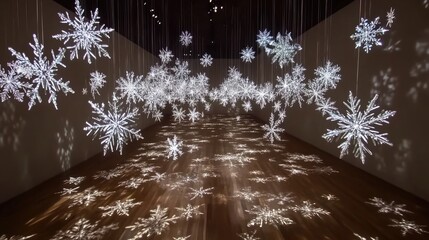 Suspended Snowflake Installation: A Winter Wonderland Exhibit