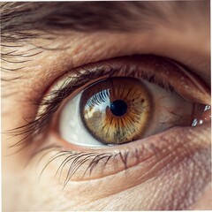Fototapeta premium human eye close up. Beautiful face and eye close up. Close up of an eye