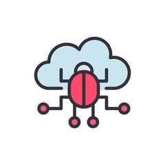 Cloud antivirus colored icons, minimalist vector illustration ,simple transparent graphic element .Isolated on white background