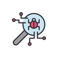 Find antivirus colored icons, minimalist vector illustration ,simple transparent graphic element .Isolated on white background