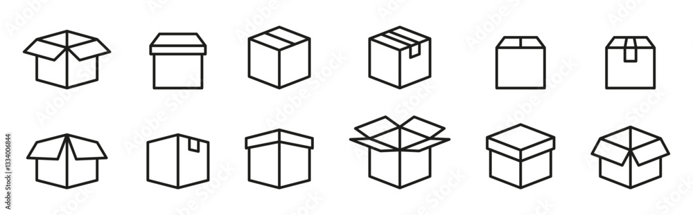 Poster collection of minimalist box icons vector set