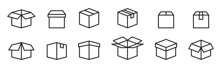 Collection of Minimalist Box Icons Vector Set