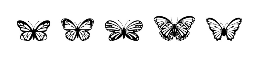 Elegant Butterfly Silhouette Designs Vector Set
