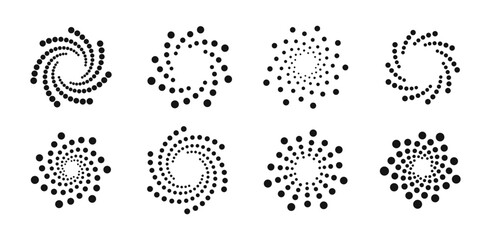 Abstract Spiral Dot Patterns Vector Set