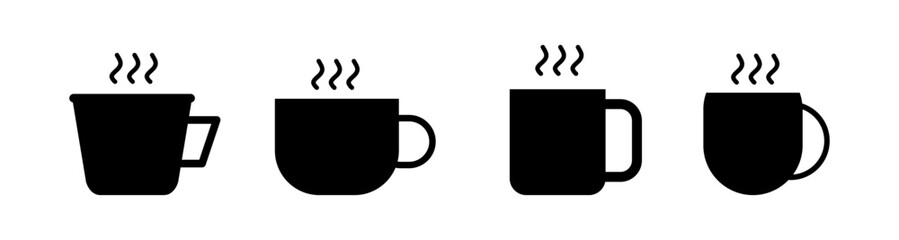 Hot Beverage Vector Icon Set with Steam