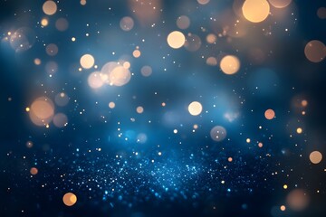 Blue Glitter Background with Bokeh Lights