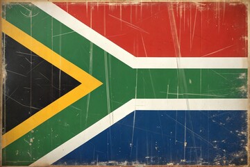 Grungy version of the South African Flag. Weathered South African Flag with Rustic Vintage Look.