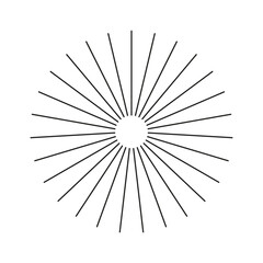 Obraz premium Radial circle black lines. Circular lines design element. Symbol of Sun star rays. Flat minimalist pattern. Spokes with radiating stripes. Abstract illusion geometric shape. 