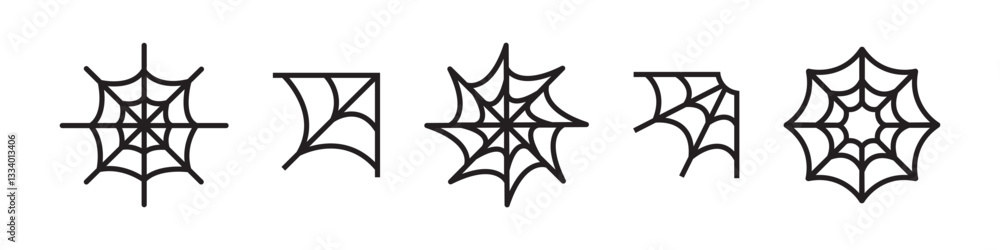 Poster spider web icons in various designs vector set