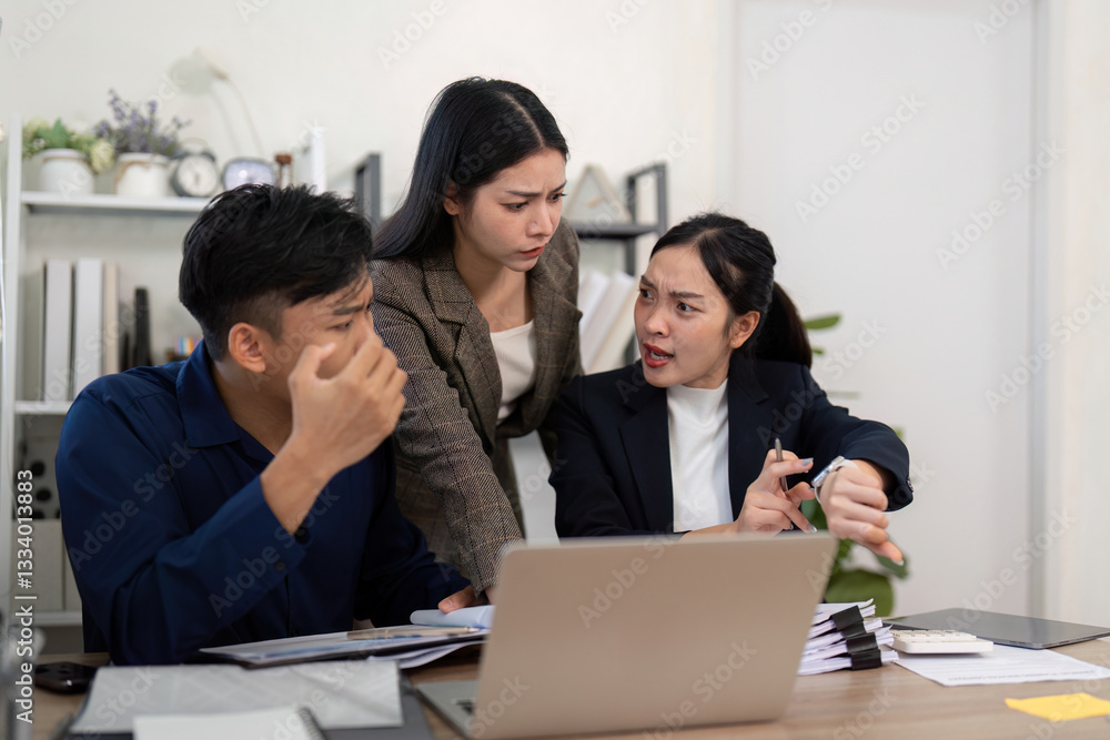 Aufkleber time management and stress handling. team members deal with pressures as they navigate deadlines whi