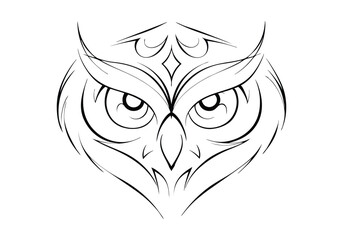 Tribal Owl Tattoo – Black and White Vector Illustration with Bold Tribal Patterns