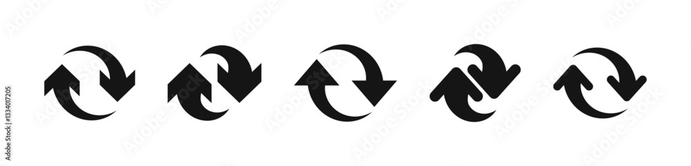 Poster black and white refresh and sync arrows vector set